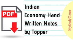 Indian Economy Hand Written Notes by Topper PDF