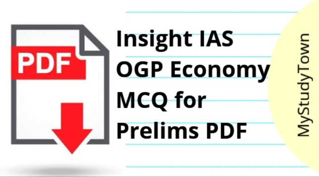 Insight IAS OGP Economy MCQ for Prelims