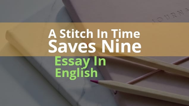 A Stitch in Time Saves Nine - Essay In English