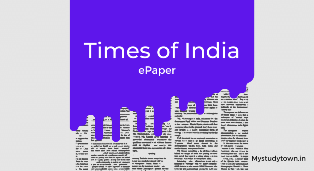 Times of India epaper Today PDF Download - My Study Town