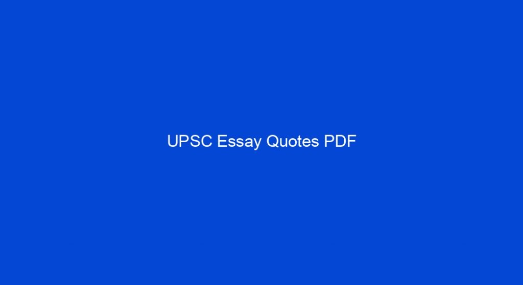 UPSC Essay Quotes PDF My Study Town