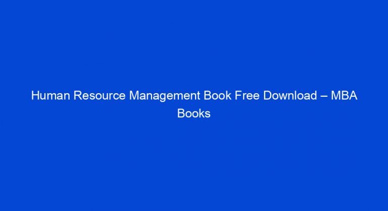 Human Resource Management Book PDF Free Download - My Study Town